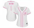 Women's Cleveland Indians #1 Greg Allen Replica White Fashion Cool Base Baseball Jersey