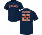 Houston Astros #22 Josh Reddick Navy Blue Name & Number T-Shirt