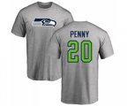 Seattle Seahawks #20 Rashaad Penny Ash Name & Number Logo T-Shirt