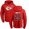 Kansas City Chiefs #25 Armani Watts Red Name & Number Logo Pullover Hoodie