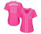 Women's Milwaukee Brewers #53 Brandon Woodruff Authentic Pink Fashion Cool Base Baseball Jersey