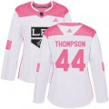 Women's Los Angeles Kings #44 Nate Thompson Authentic White Pink Fashion NHL Jersey