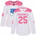 Women New York Rangers #25 Adam Cracknell Authentic White Pink Fashion NHL Jersey