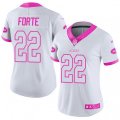 Women's Nike New York Jets #22 Matt Forte Limited White Pink Rush Fashion NFL Jersey