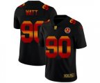 Pittsburgh Steelers #90 T.J. Watt Men's Black Red Orange Stripe Vapor Limited NFL Jersey