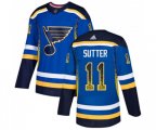 St. Louis Blues #11 Brian Sutter Authentic Blue Drift Fashion NHL Jersey