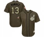 Cleveland Indians #13 Hanley Ramirez Authentic Green Salute to Service Baseball Jersey