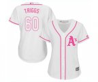 Women's Oakland Athletics #60 Andrew Triggs Replica White Fashion Cool Base Baseball Jersey