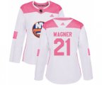 Women New York Islanders #21 Chris Wagner Authentic White Pink Fashion NHL Jersey
