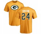 Green Bay Packers #24 Raven Greene Gold Name & Number Logo T-Shirt