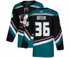 Anaheim Ducks #36 John Gibson Authentic Black Teal Alternate Hockey Jersey