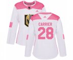 Women Vegas Golden Knights #28 William Carrier Authentic White Pink Fashion NHL Jersey