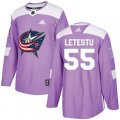 Columbus Blue Jackets #55 Mark Letestu Authentic Purple Fights Cancer Practice NHL Jersey