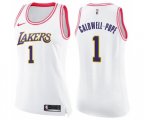 Women's Los Angeles Lakers #1 Kentavious Caldwell-Pope Swingman White Pink Fashion Basketball Jersey