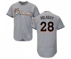 Miami Marlins #28 Bryan Holaday Grey Road Flex Base Authentic Collection Baseball Jersey