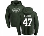New York Jets #47 Trevon Wesco Green Name & Number Logo Pullover Hoodie