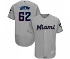 Miami Marlins #62 Jose Urena Grey Road Flex Base Authentic Collection Baseball Jersey