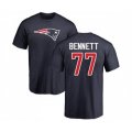 New England Patriots #77 Michael Bennett Navy Blue Name & Number Logo T-Shirt