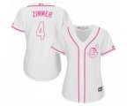 Women's Cleveland Indians #4 Bradley Zimmer Replica White Fashion Cool Base Baseball Jersey
