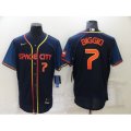 Houston Astros #7 Craig Biggio Number 2022 Navy Blue City Connect Cool Base Stitched Jersey