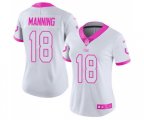 Women Indianapolis Colts #18 Peyton Manning Limited White Pink Rush Fashion Football Jersey