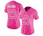 Women Arizona Cardinals #23 Robert Alford Limited Pink Rush Fashion Football Jersey