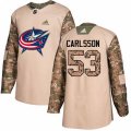Columbus Blue Jackets #53 Gabriel Carlsson Authentic Camo Veterans Day Practice NHL Jersey