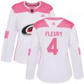Women Carolina Hurricanes #4 Haydn Fleury Authentic White Pink Fashion NHL Jersey