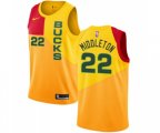 Milwaukee Bucks #22 Khris Middleton Swingman Yellow Basketball Jersey - City Edition