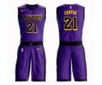 Los Angeles Lakers #21 Michael Cooper Authentic Purple Basketball Suit Jersey - City Edition