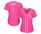 Women's San Diego Padres #1 Ozzie Smith Authentic Pink Fashion Cool Base Baseball Jersey