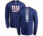 New York Giants #53 Oshane Ximines Royal Blue Backer Long Sleeve T-Shirt