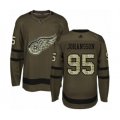 Detroit Red Wings #95 Albert Johansson Authentic Green Salute to Service Hockey Jersey