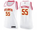 Women's Atlanta Hawks #55 Dikembe Mutombo Swingman White Pink Fashion Basketball Jersey