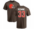 Cleveland Browns #33 Sheldrick Redwine Brown Name & Number Logo T-Shirt