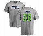 Seattle Seahawks #28 Ugo Amadi Ash Name & Number Logo T-Shirt