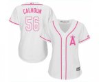 Women's Los Angeles Angels of Anaheim #56 Kole Calhoun Replica Pink Fashion Baseball Jersey