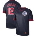 Nike Cleveland Indians #12 Francisco Lindor Navy Blue M&N MLB Jersey