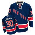 New York Rangers #30 Henrik Lundqvist Authentic Navy Blue Third NHL Jersey