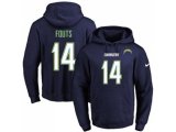Los Angeles Chargers #14 Dan Fouts Navy Blue Name & Number Pullover NFL Hoodie