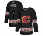 Calgary Flames #7 TJ Brodie Authentic Black Team Logo Fashion Hockey Jersey