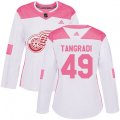 Women's Detroit Red Wings #49 Eric Tangradi Authentic White Pink Fashion NHL Jersey
