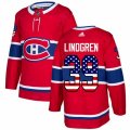 Montreal Canadiens #39 Charlie Lindgren Authentic Red USA Flag Fashion NHL Jersey