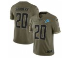 Detroit Lions #20 Barry Sanders 2022 Olive Salute To Service Limited Stitched Jersey