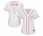 Women's Cleveland Indians #7 Kenny Lofton Replica White Fashion Cool Base Baseball Jersey