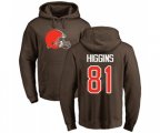Cleveland Browns #81 Rashard Higgins Brown Name & Number Logo Pullover Hoodie