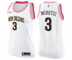 Women's New Orleans Pelicans #3 Nikola Mirotic Swingman White Pink Fashion Basketball Jersey