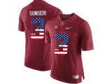 2016 US Flag Fashion Alabama Crimson Tide Vinnie Sunseri #3 College Football Limited Jerseys - Crimson