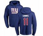 New York Giants #11 Phil Simms Royal Blue Name & Number Logo Pullover Hoodie