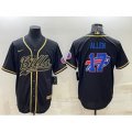 Buffalo Bills #17 Josh Allen Black Gold Team Big Logo With Patch Cool Base Stitched Baseball Jersey